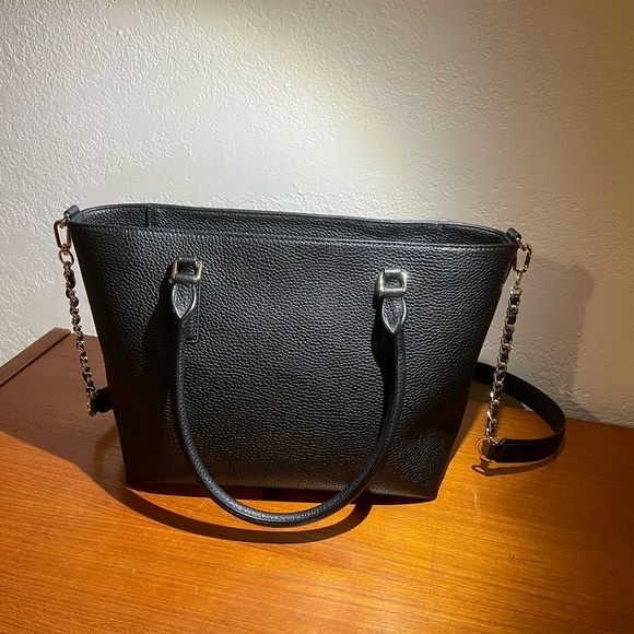 Tory Burch Black Pebbled Leather Thea Small Convertible Tote Bag - Picture 2 of 8